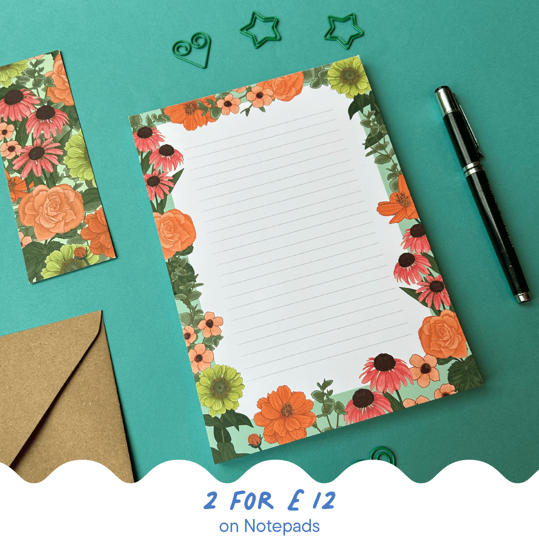 'Peach Floral' Note Pad