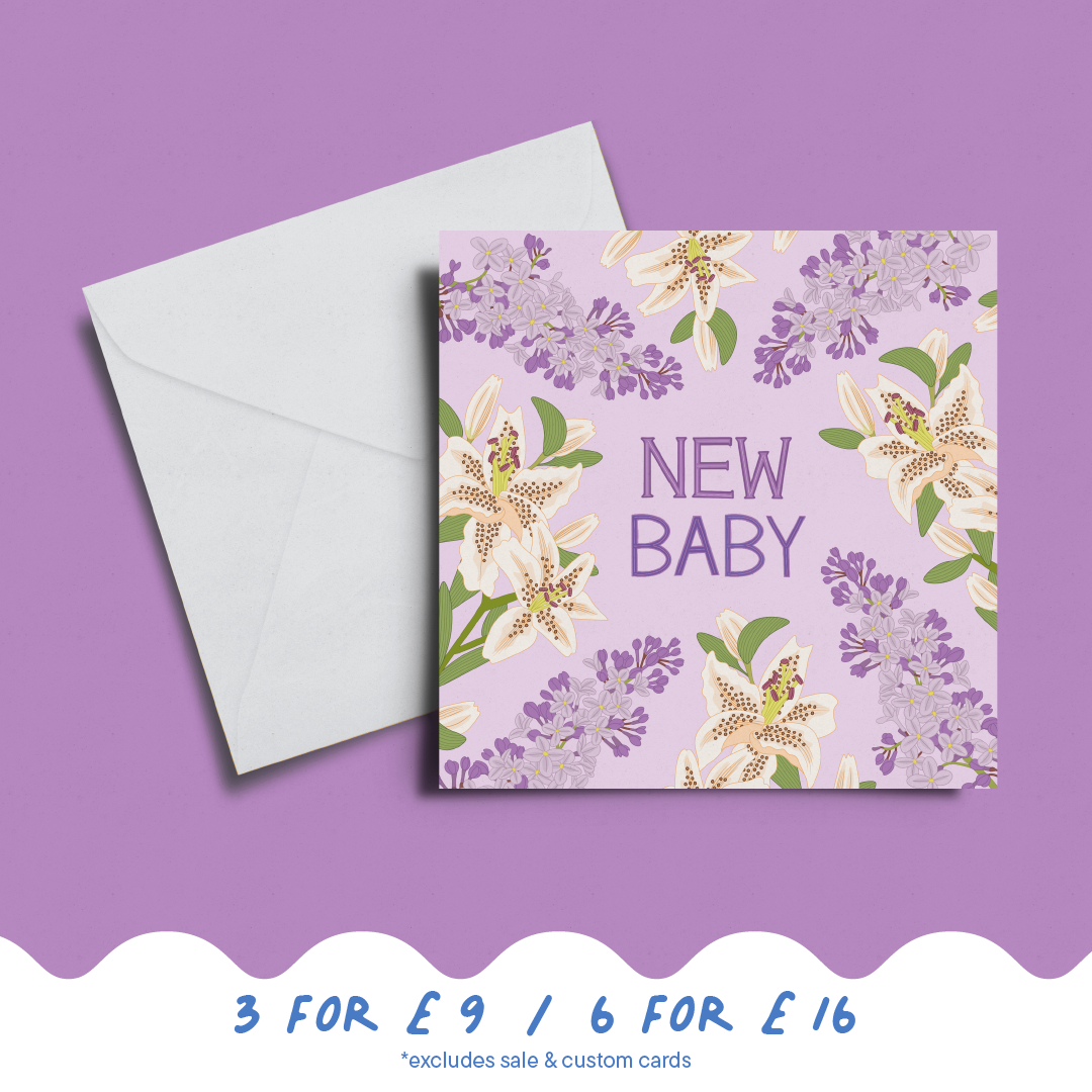 'New Baby' Lilies Card