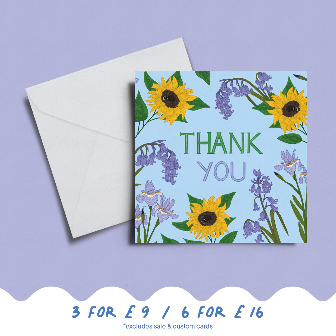 Sunflower Thank You Cards / 24 Thanks Cards With White Envelopes / 3 1...