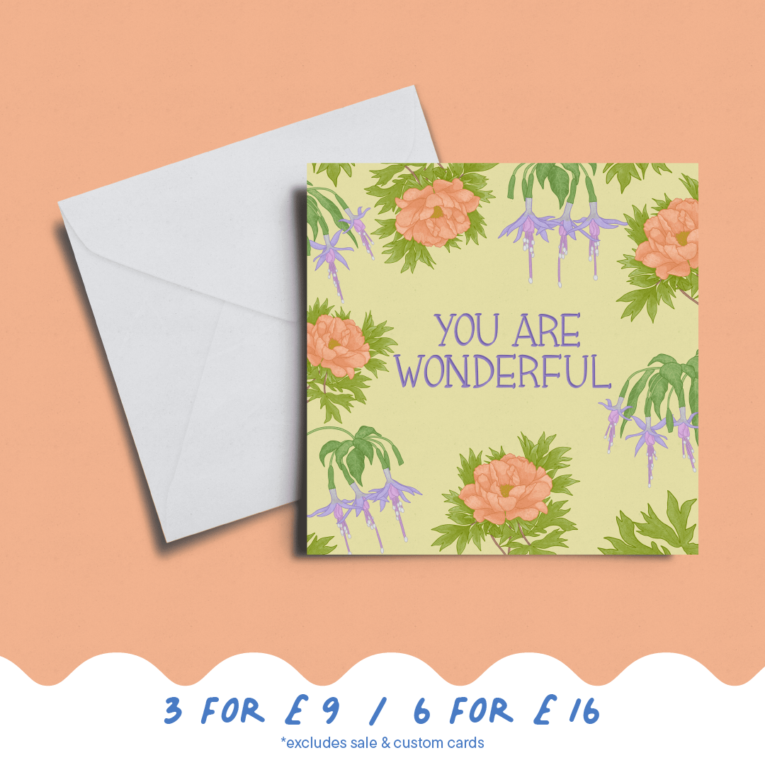 'You Are Wonderful' Peony Card