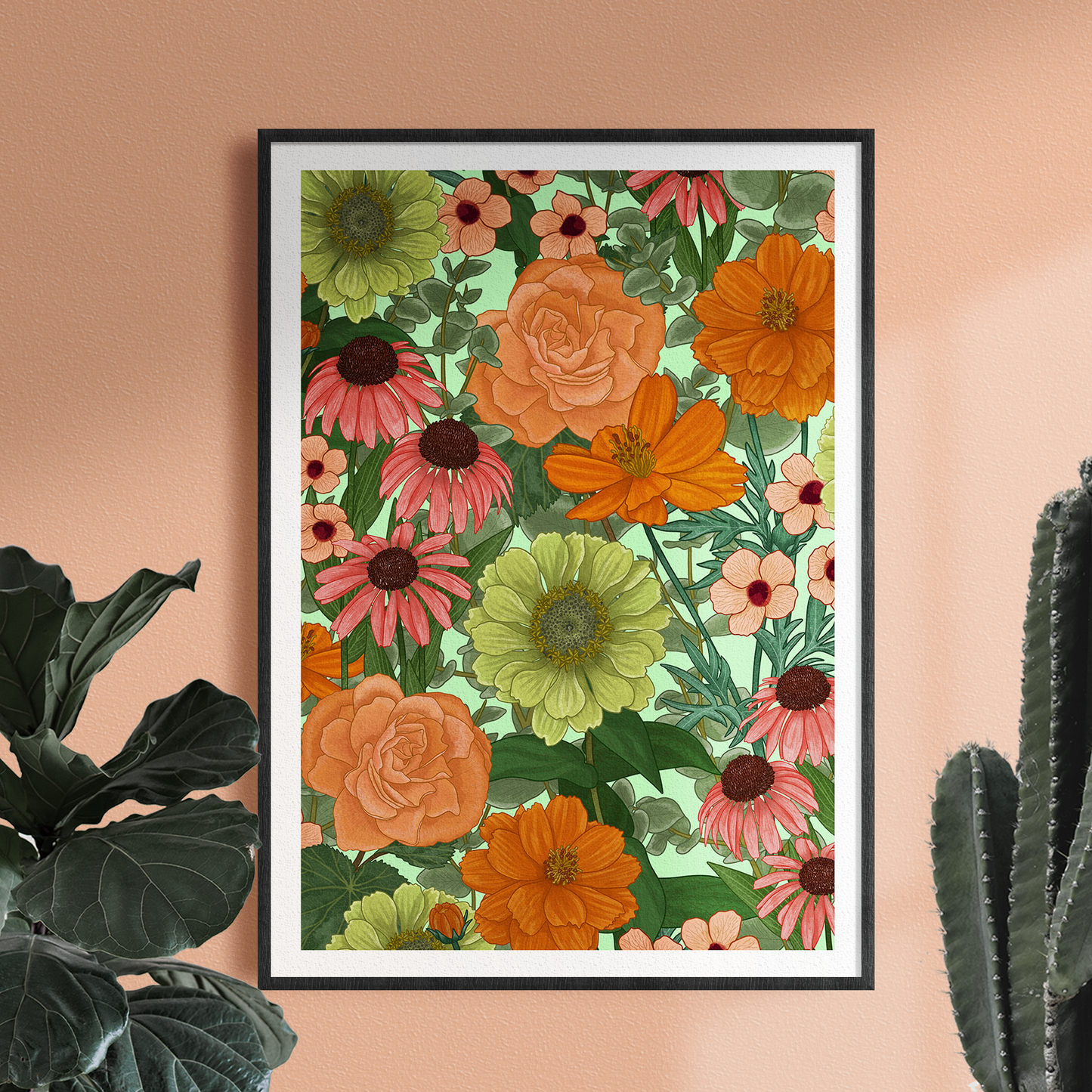 'Peach Florals' Print