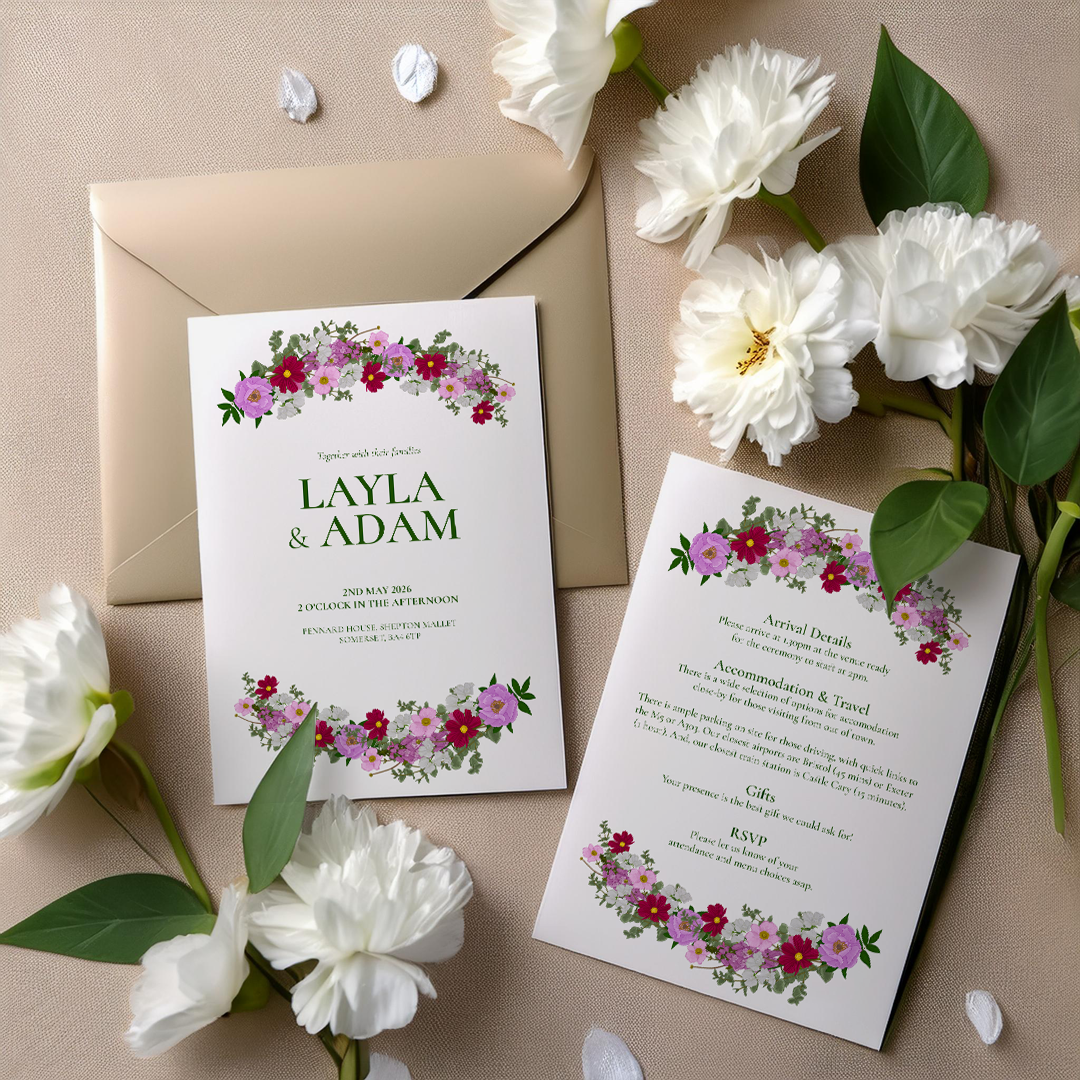 Pink Florals Wedding Invitation *Digital*