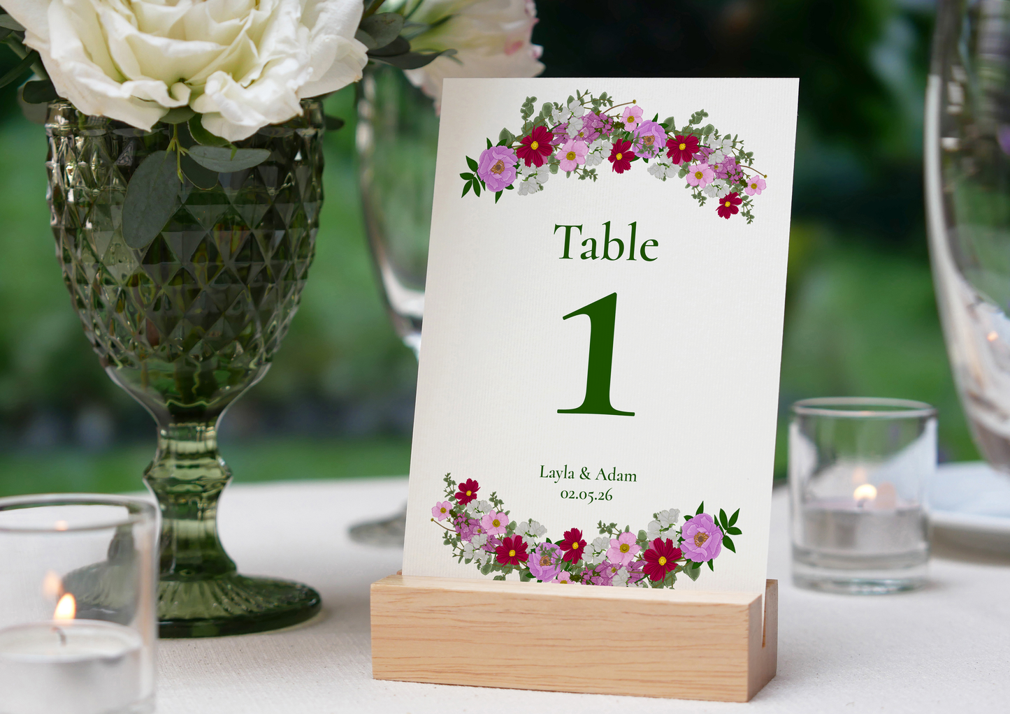 Pink Florals Wedding Table Number *Digital*