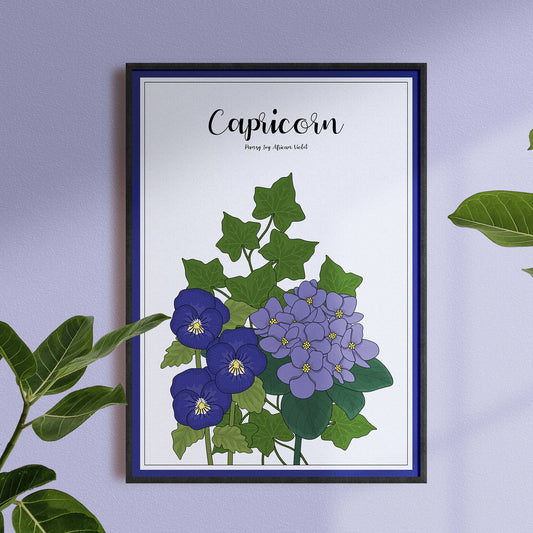 Floral Capricorn Zodiac Print