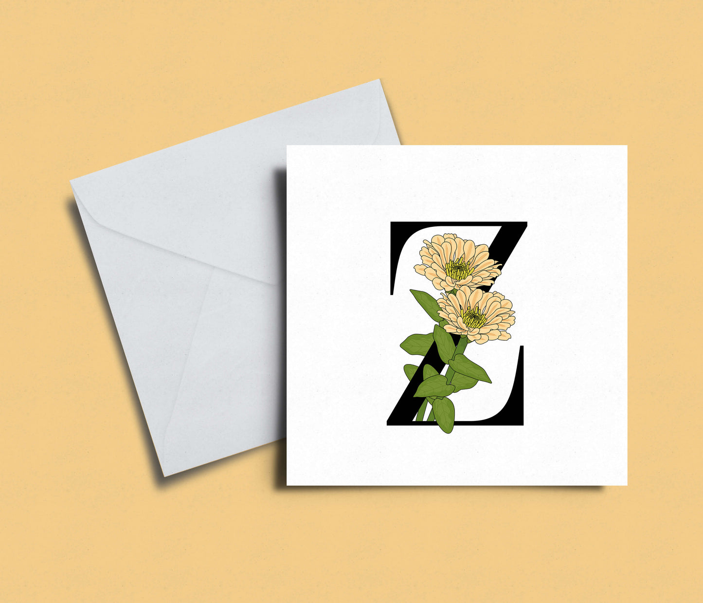 Floral Initial A-Z Card