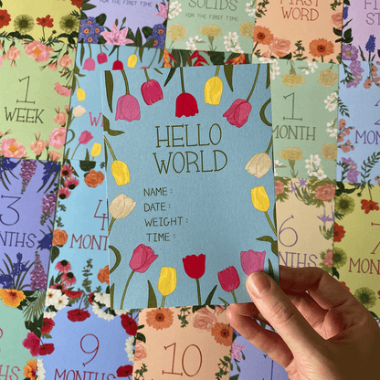 Baby's 1st Year Floral Milestone Cards