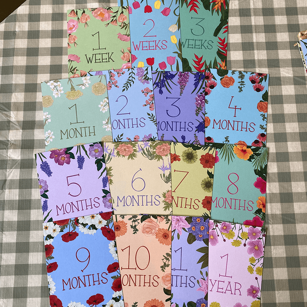 Baby's 1st Year Floral Milestone Cards