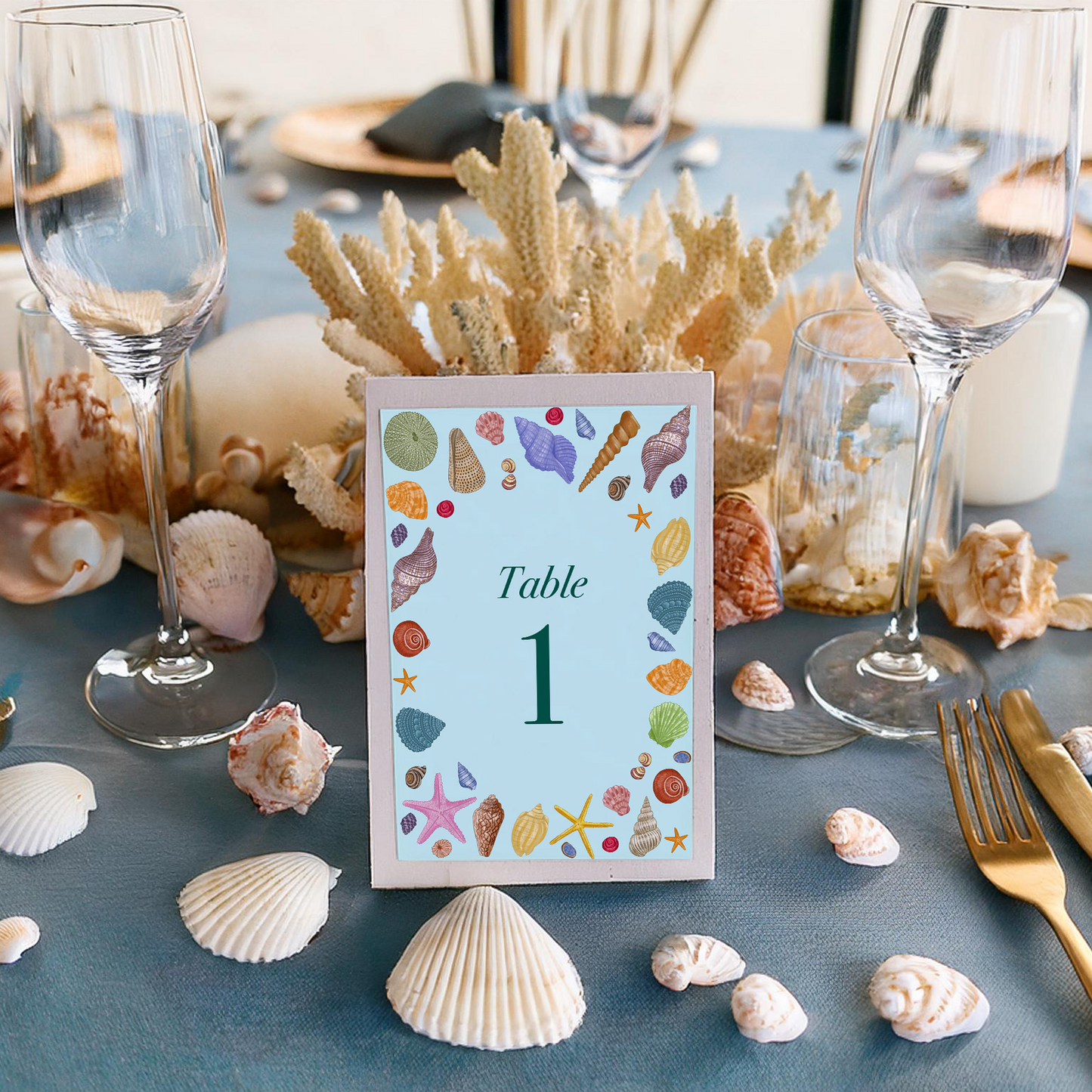 Seashells Wedding Table Number *Digital*
