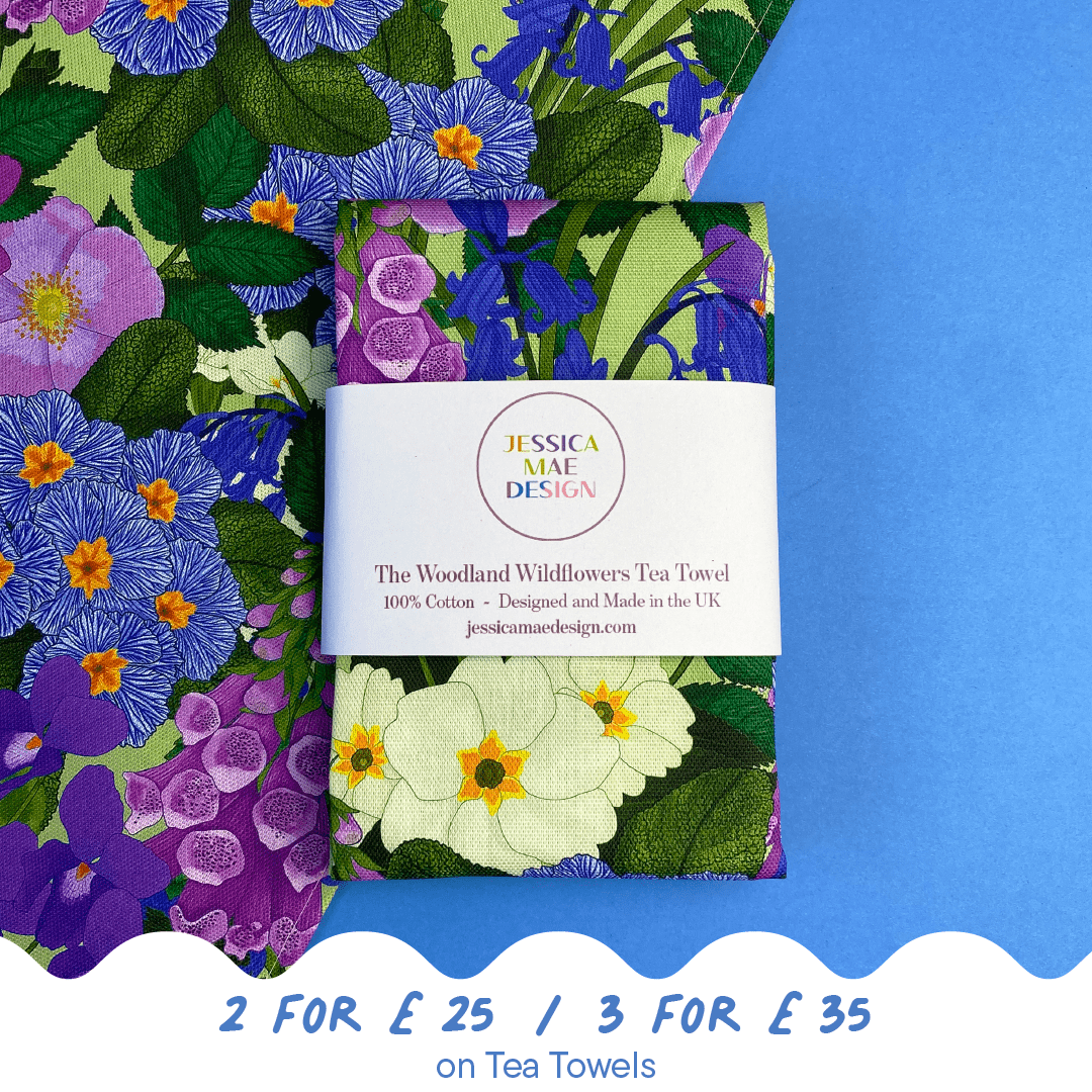 The Woodland Wildflowers Tea Towel