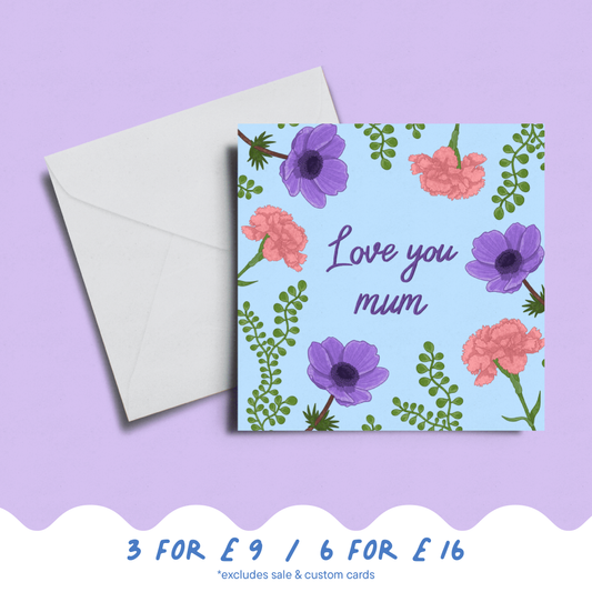 'Love You Mum' Carnation Card