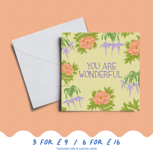 'You Are Wonderful' Peony Card