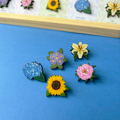 Lily Wooden Pin Badge