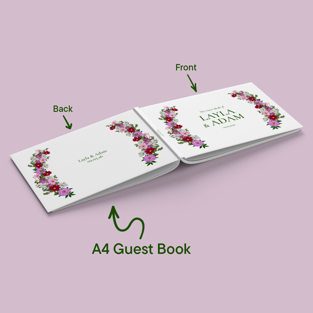 Pink Florals Wedding Guest Book *Digital*