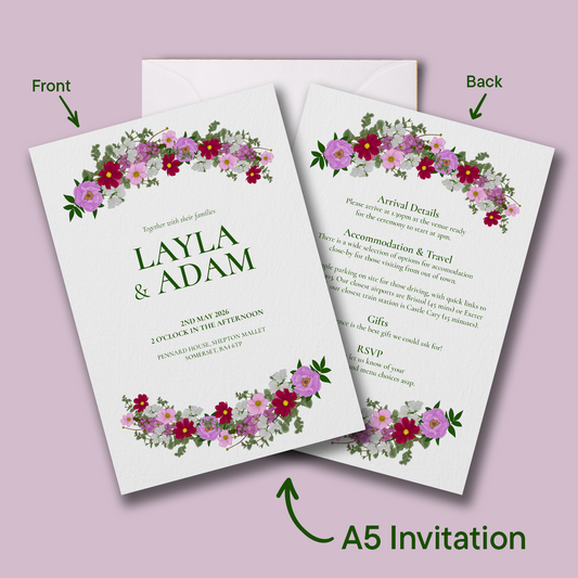 Pink Florals Wedding Invitation *Digital*