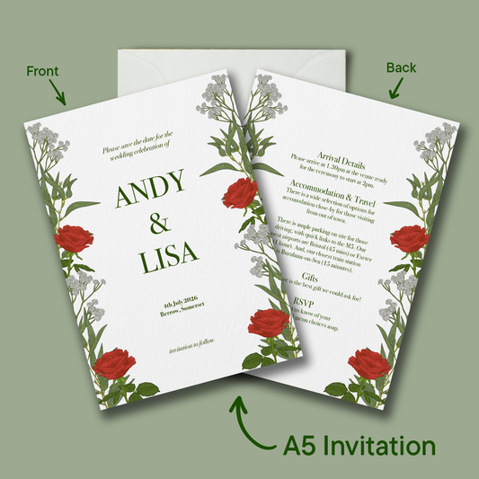 Red Roses Wedding Invitation *Digital*
