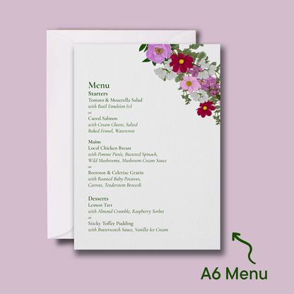 Pink Florals Wedding Day Menu *Digital*