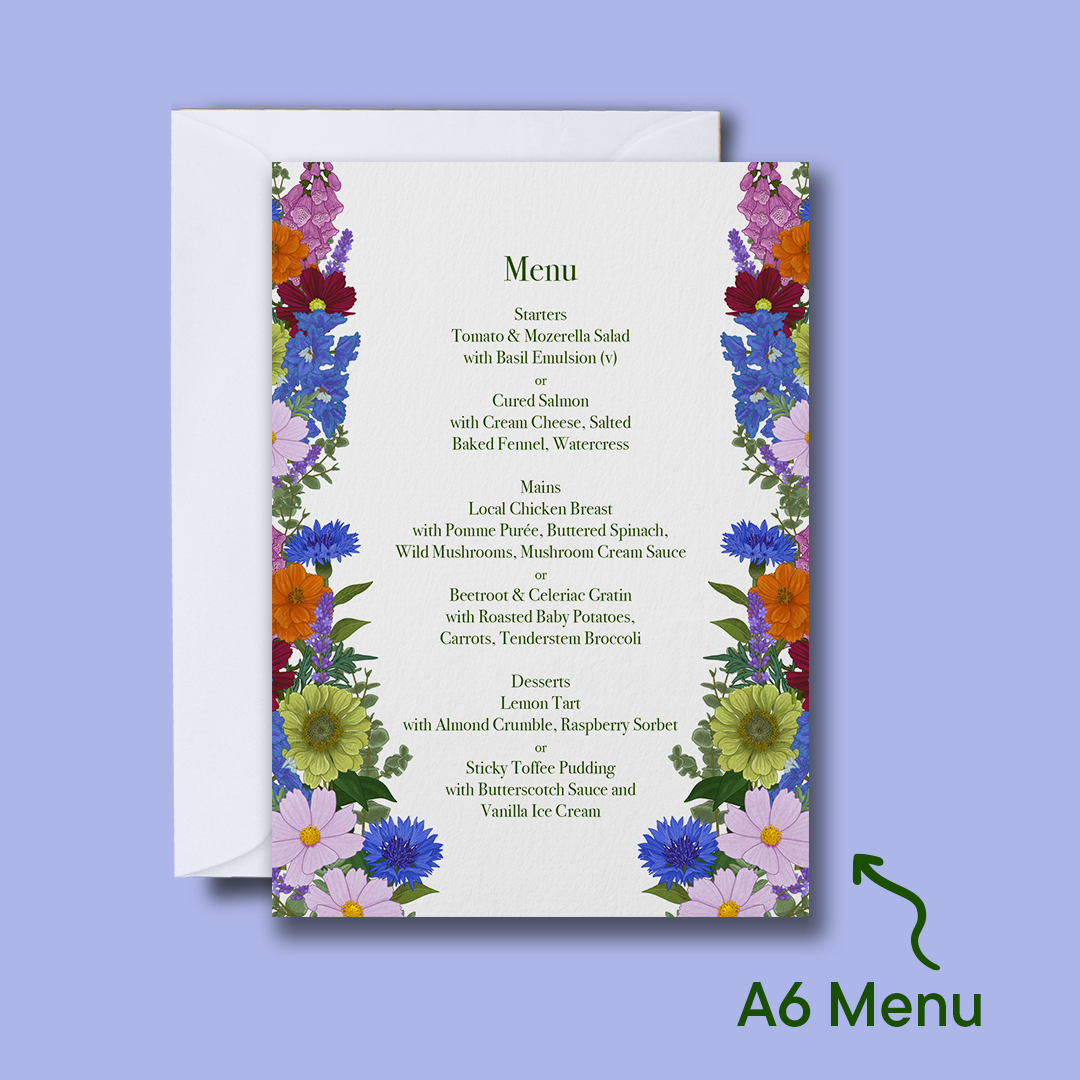 Bright Blooms Wedding Day Menu *Digital*