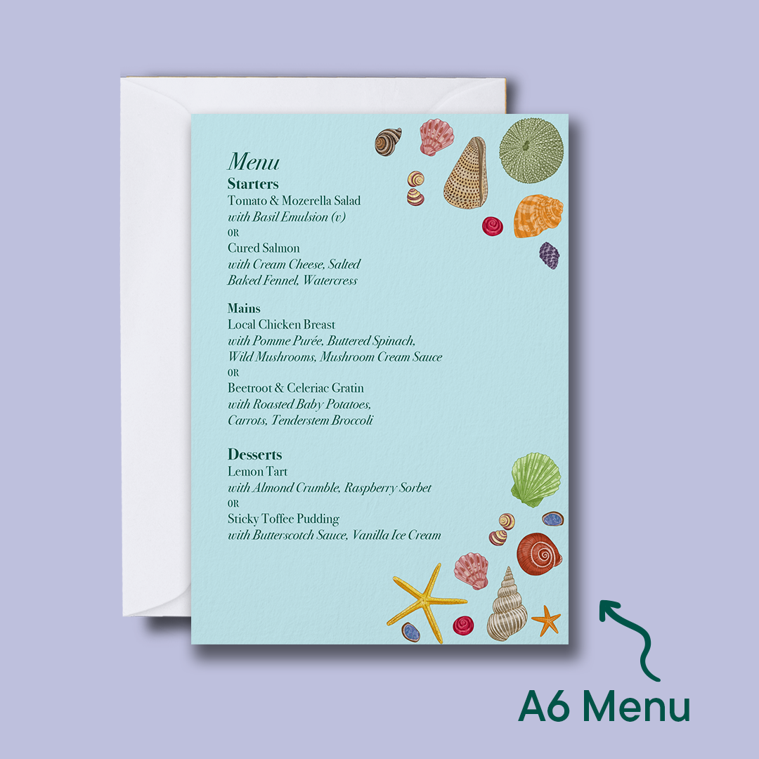 Seashell Wedding Day Menu *Digital*