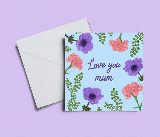 'Love You Mum' Carnation Card