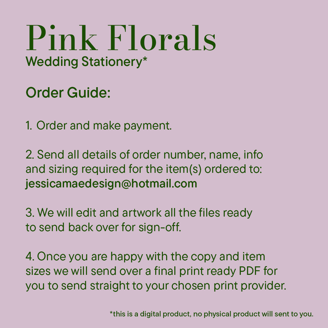 Pink Florals Wedding Table Number *Digital*