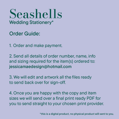 Seashell Wedding Place Card *Digital*