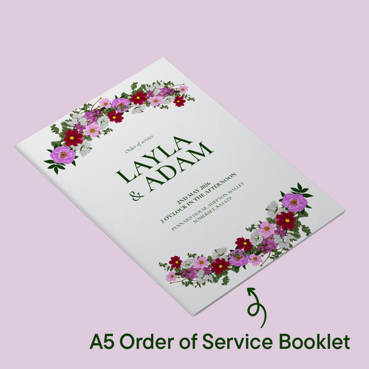 Pink Florals Wedding Order of Service *Digital*