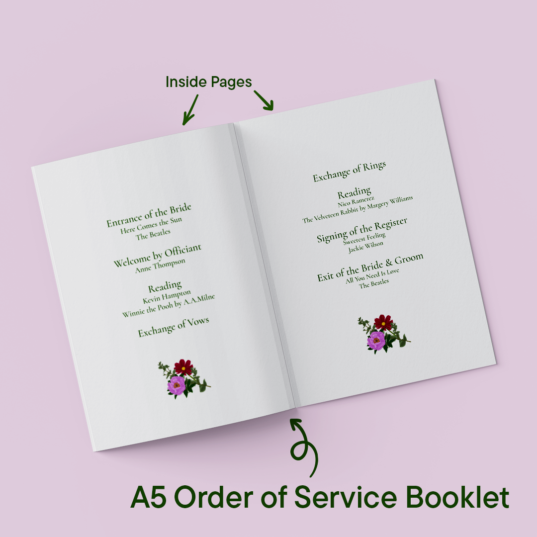 Pink Florals Wedding Order of Service *Digital*