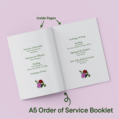 Pink Florals Wedding Order of Service *Digital*
