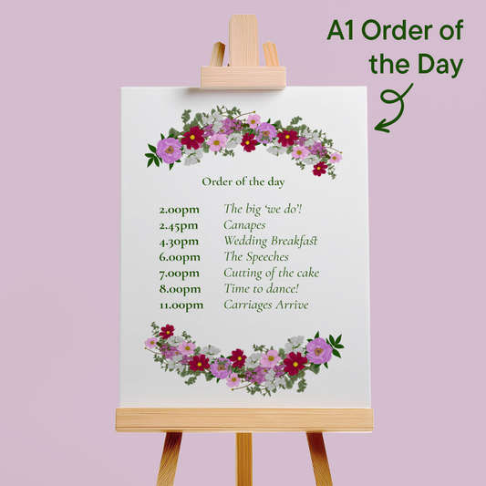 Pink Florals Wedding Order of the Day *Digital*