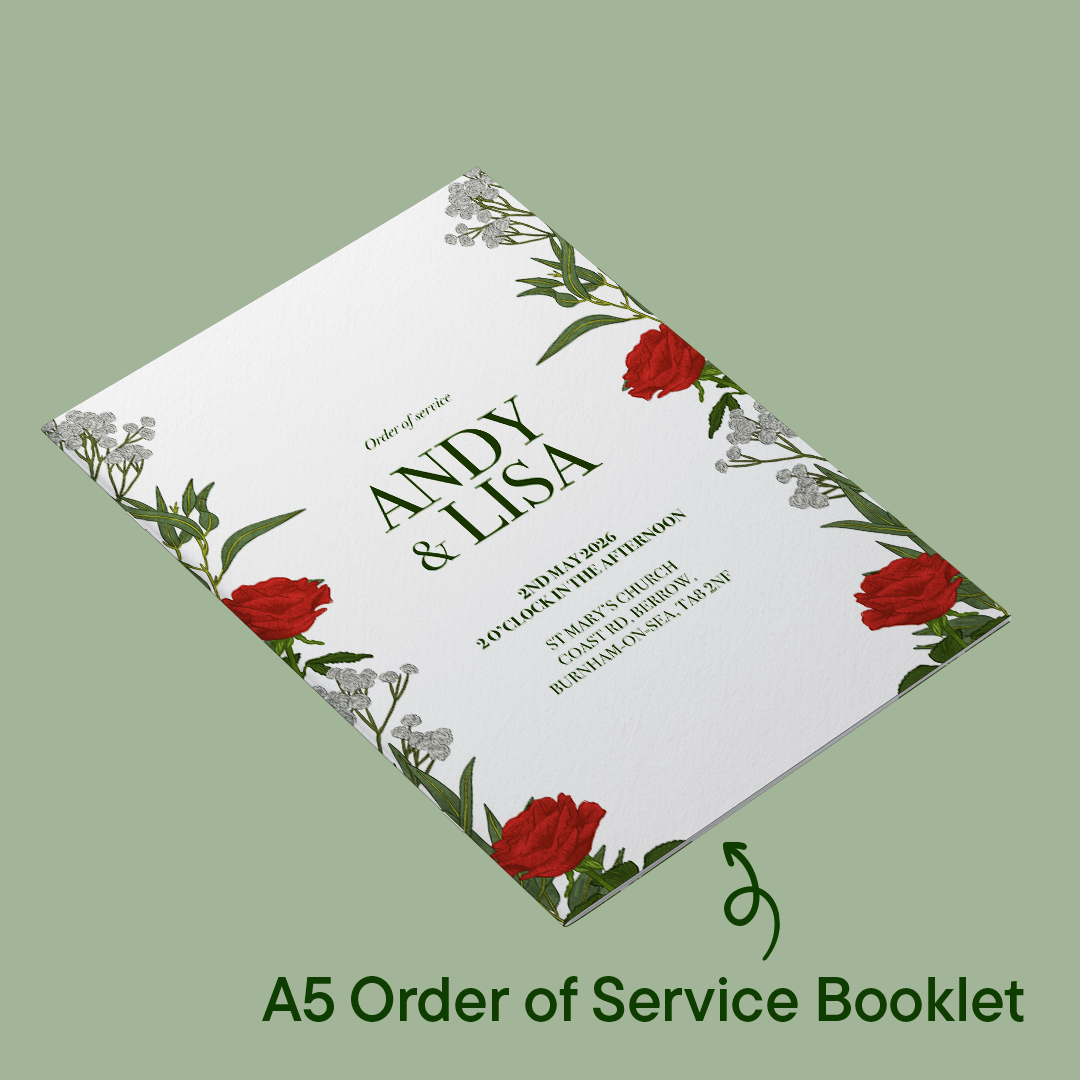 Red Roses Wedding Order of Service *Digital*