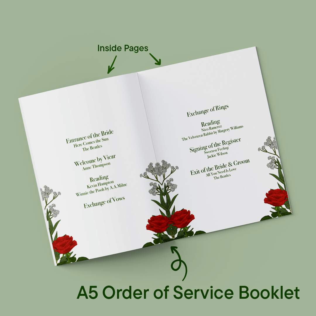 Red Roses Wedding Order of Service *Digital*