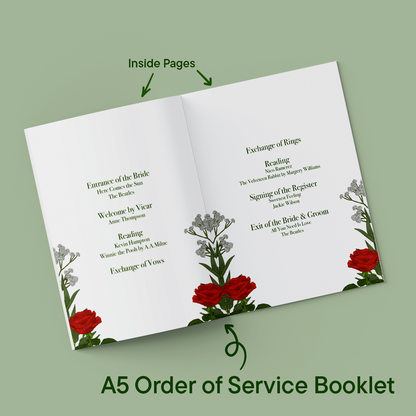 Red Roses Wedding Order of Service *Digital*