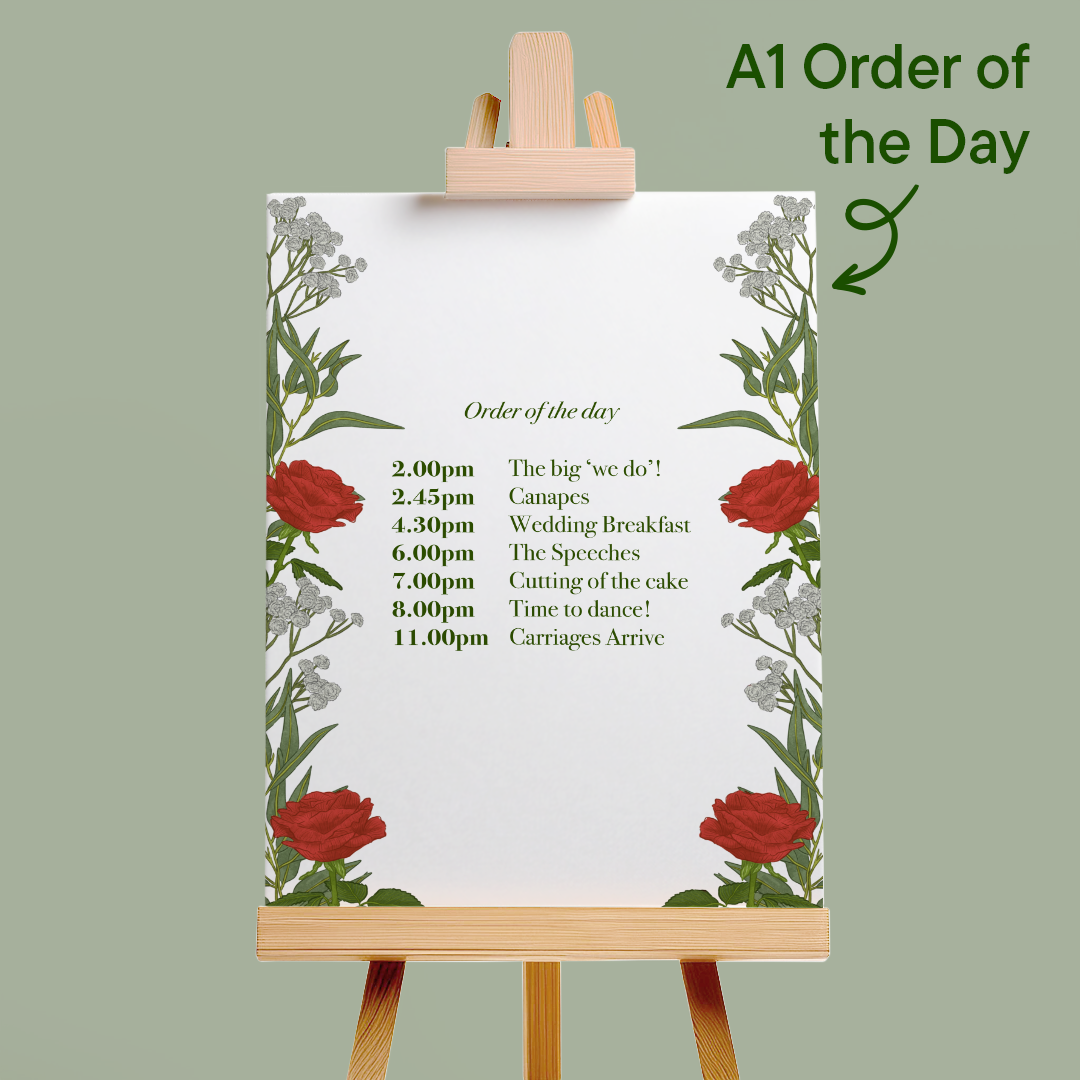 Red Roses Wedding Order of the Day *Digital*