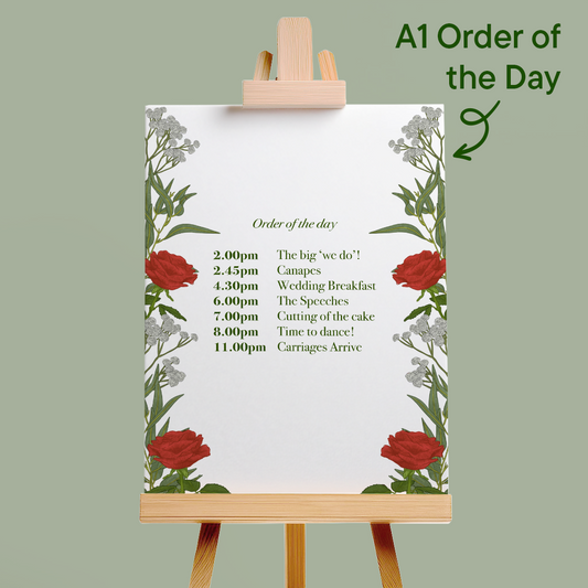 Red Roses Wedding Order of the Day *Digital*