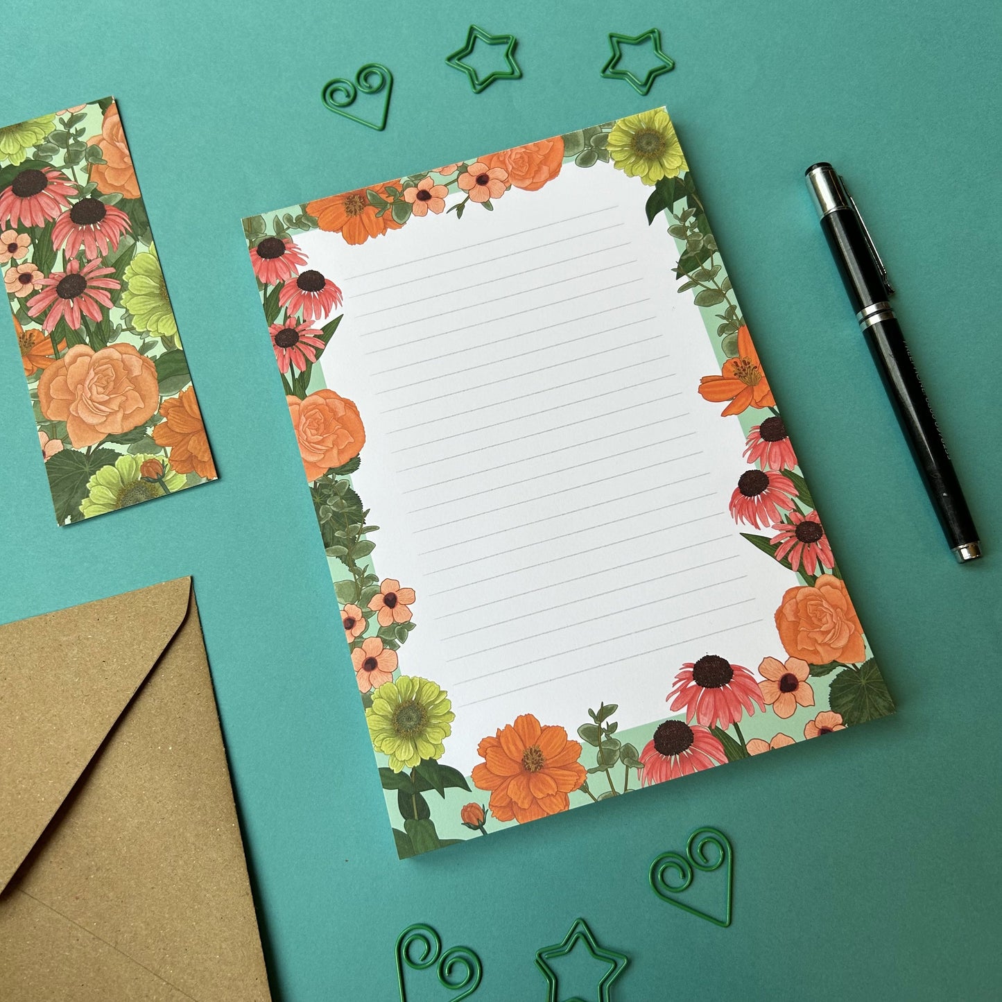 'Peach Floral' Note Pad