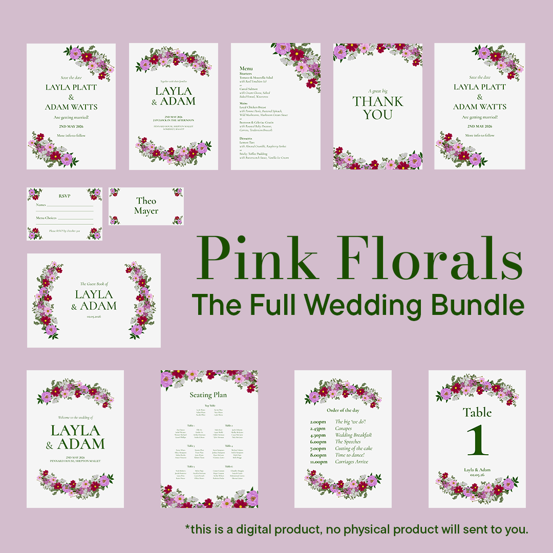 Pink Florals Wedding Bundle *Digital*