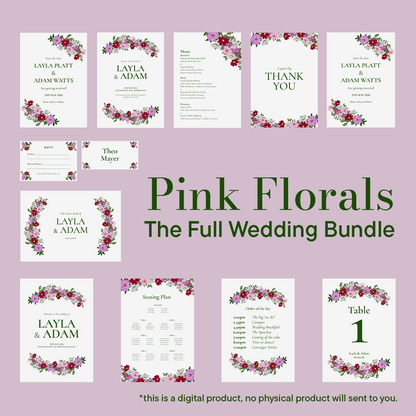 Pink Florals Wedding Bundle *Digital*