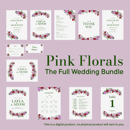 Pink Florals Wedding Bundle *Digital*