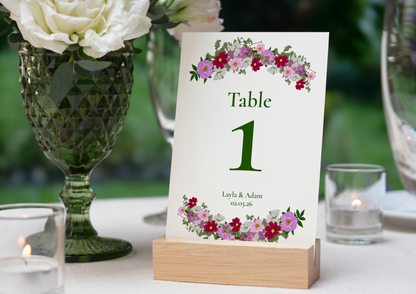 Pink Florals Wedding Table Number *Digital*