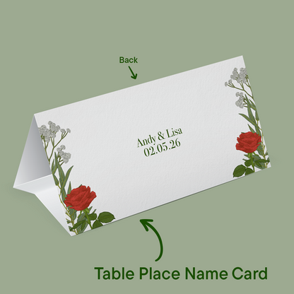 Red Roses Wedding Place Card *Digital*