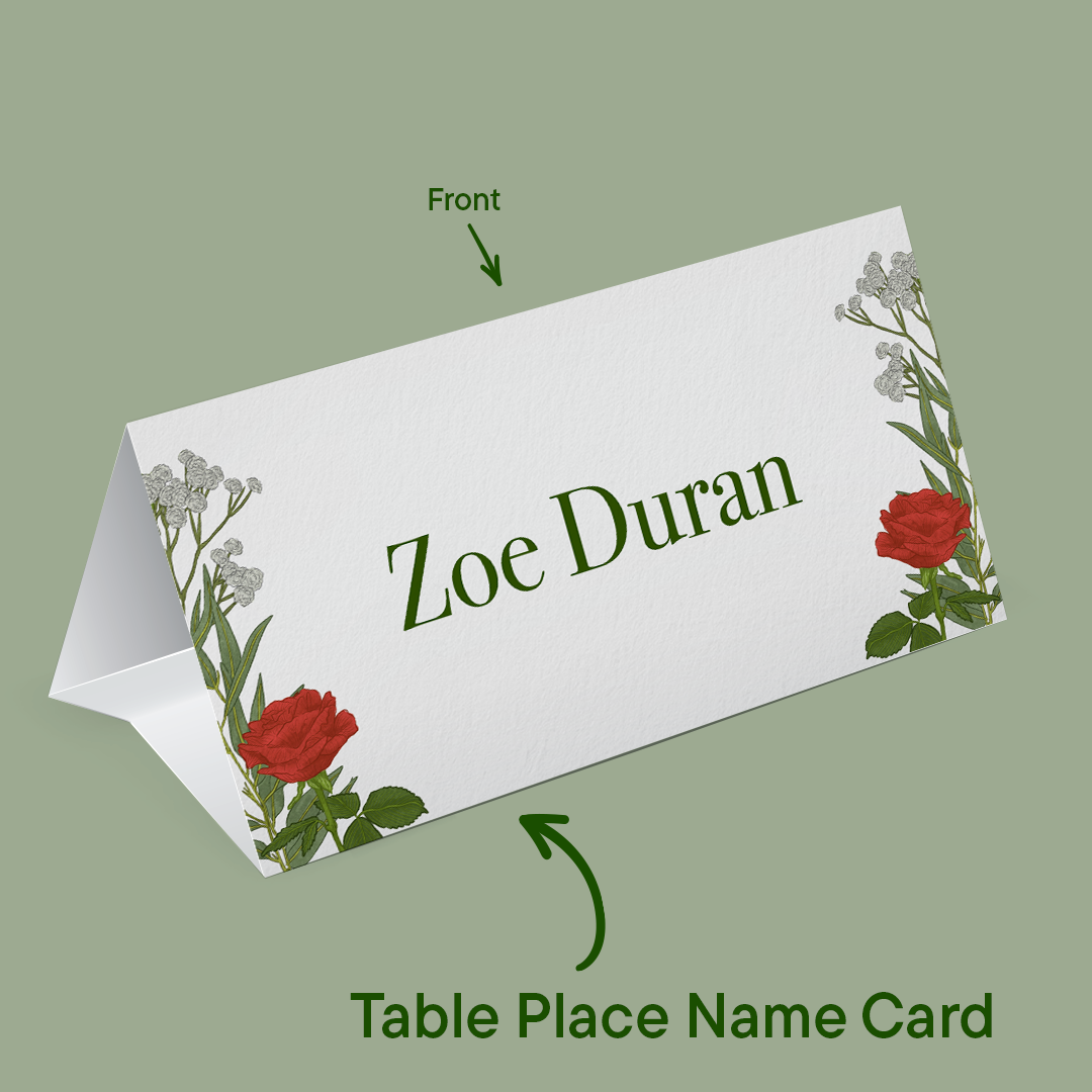 Red Roses Wedding Place Card *Digital*