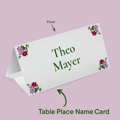 Pink Florals Wedding Place Card *Digital*