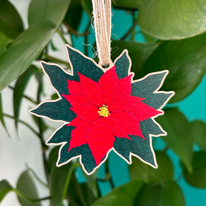 Poinsettia Wooden Hanging Decoration