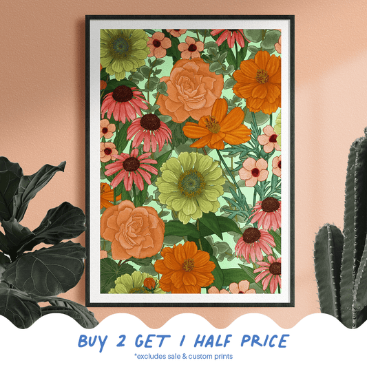 'Peach Florals' Print