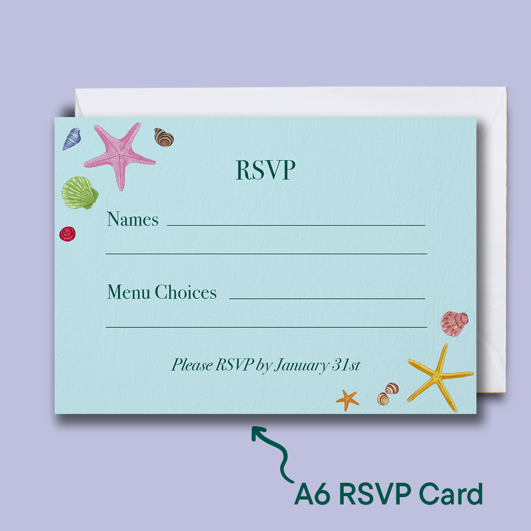 Seashells Wedding RSVP Card *Digital*