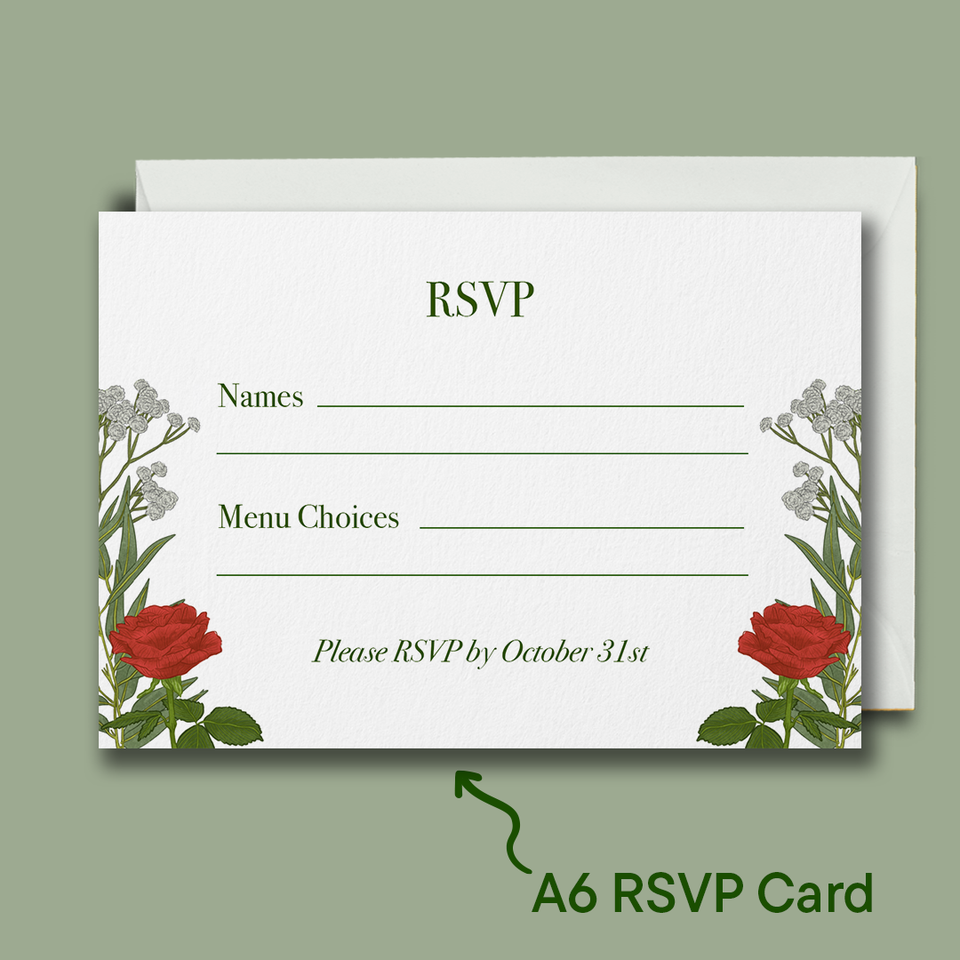 Red Roses Wedding RSVP Card *Digital*