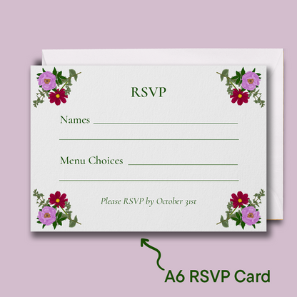 Pink Florals Wedding RSVP Card *Digital*