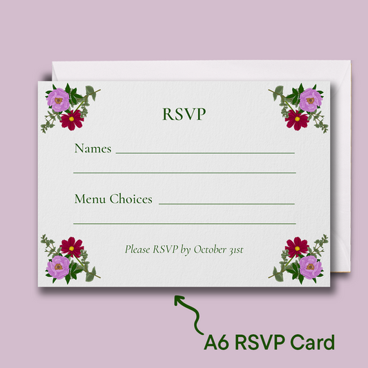 Pink Florals Wedding RSVP Card *Digital*