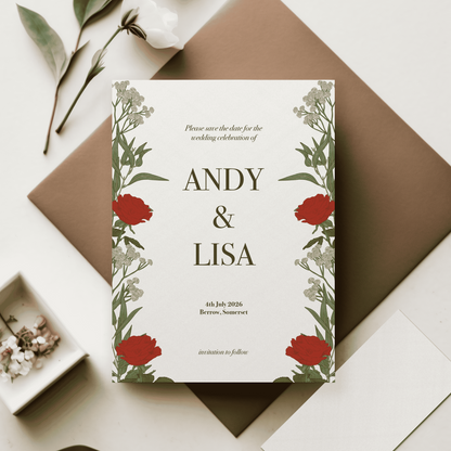 Red Roses Wedding Invitation *Digital*