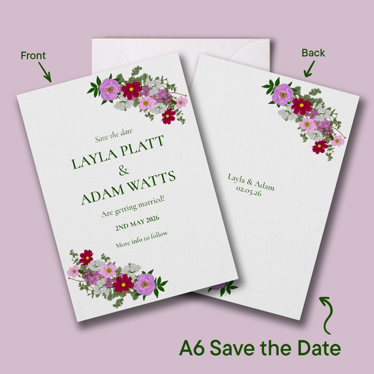 Pink Florals Wedding Save the Date *Digital*
